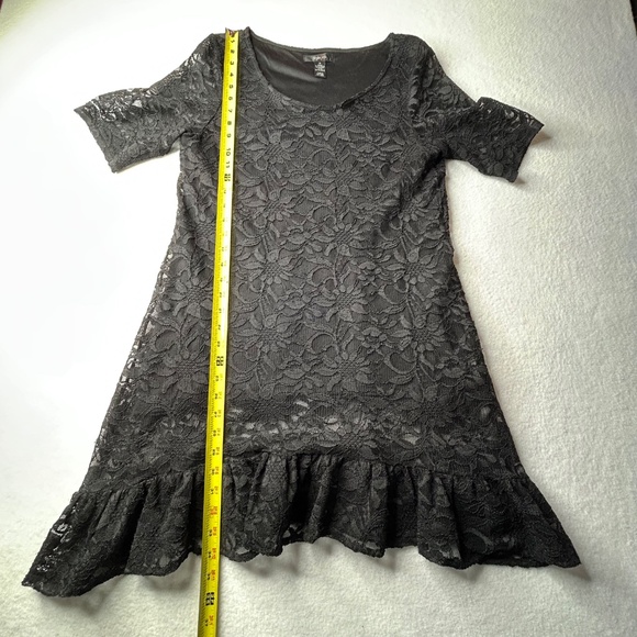 Style & Co. Vintage Y2K Black Lace Sheer Dress Floral Black Medium Midi - Picture 11 of 16
